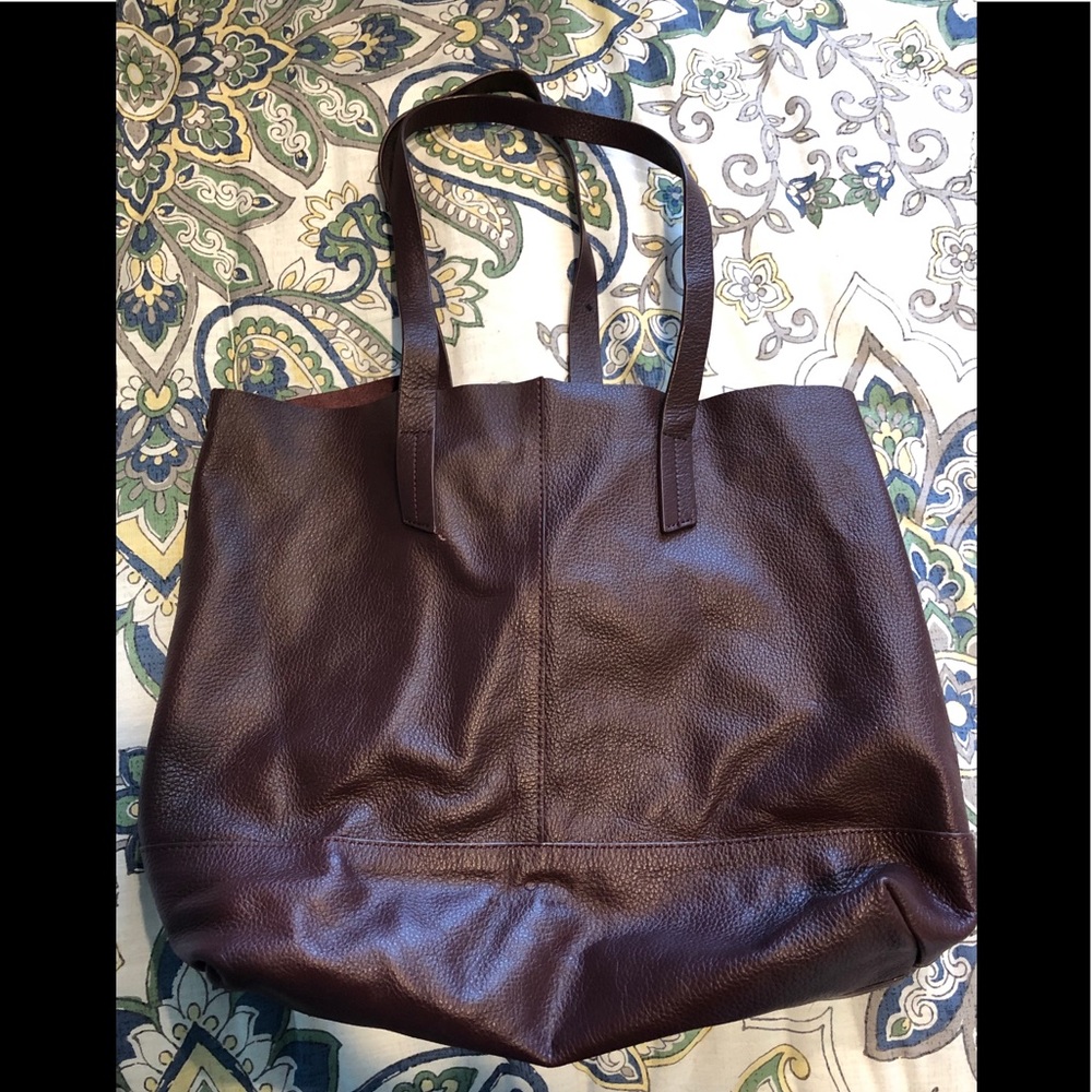 Chocolate Leather Carry All Tote